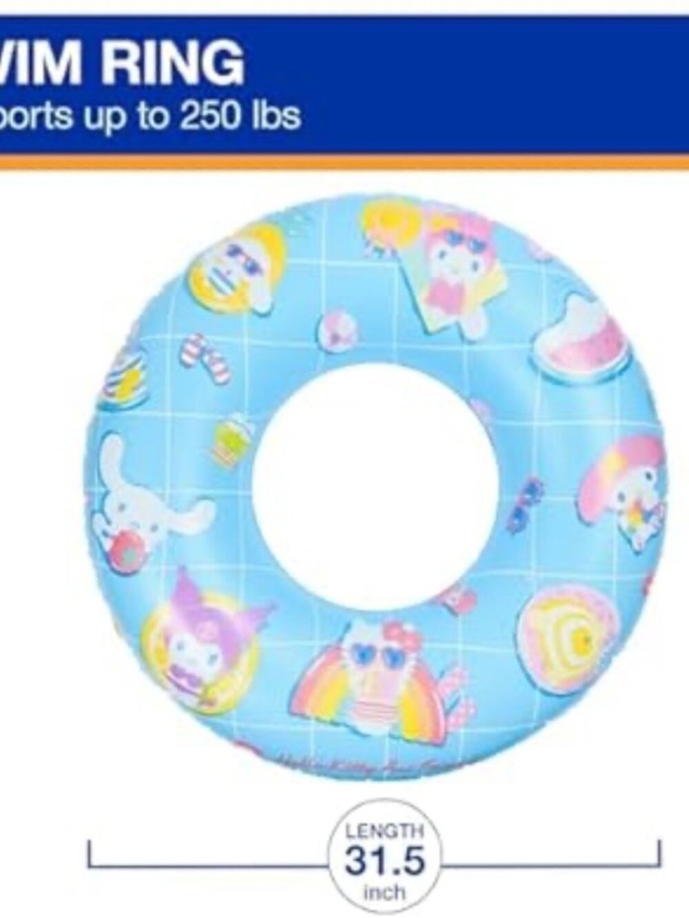 Swimways Hello Kitty Suntanner Pool Float, Inflatable Pool Floats Age 14 & Up - Picture 3 of 7